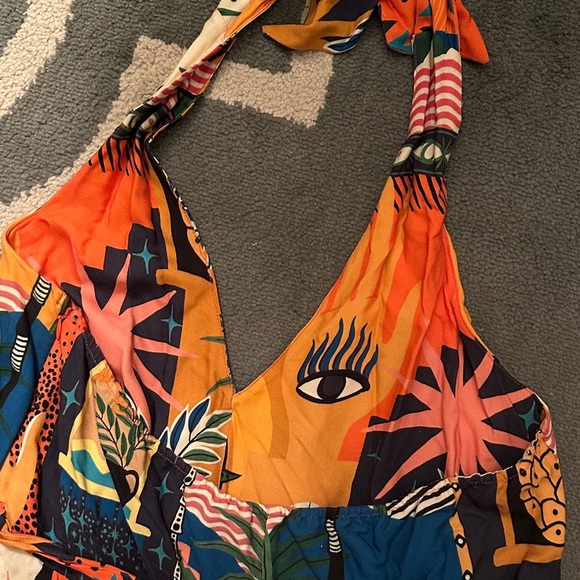 Farm Rio x Anthropologie Halter Jumpsuit, Size Large - Picture 15 of 16